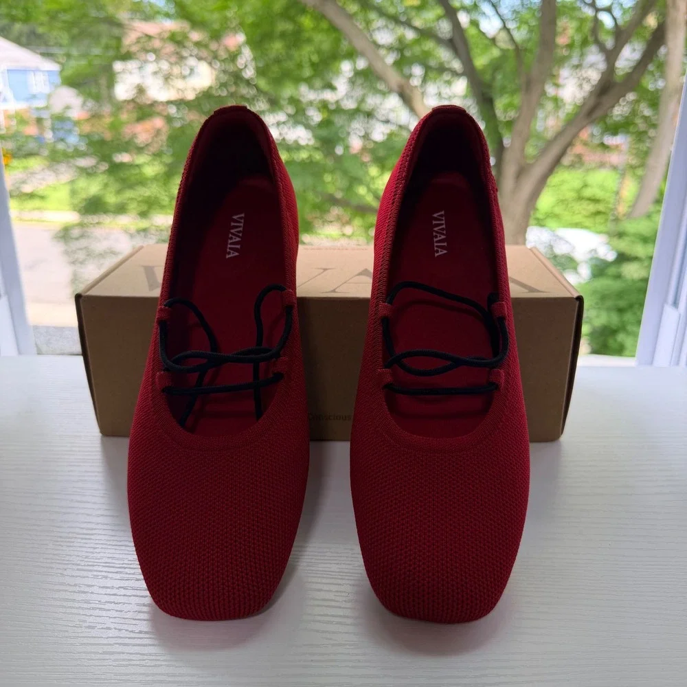 VIVAIA Miley Ruby Red Ballet Flats Women's US 6.5 / EU 37 NIB